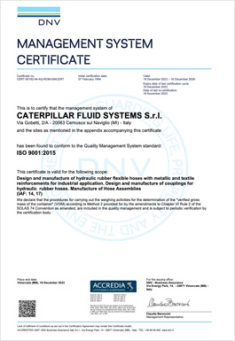 Certificate CaterpillarFluidSystemsSRL ISO9001
